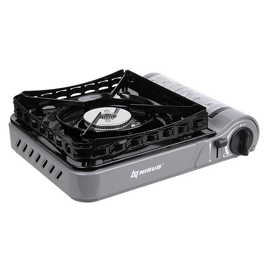 Плита газовая в кейсе NISUS (горелка стальная, ветрозащита, подогрев баллона)
