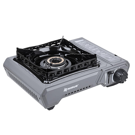 Плита газовая в кейсе NISUS (горелка латунная, ветрозащита, подогрев баллона)