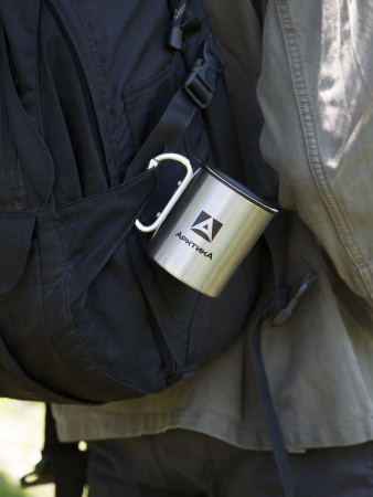 Термокружка с крышкой, ручка-карабин (0,4л)