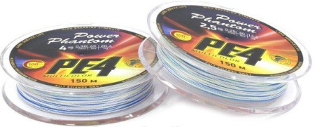 Шнур Power Phantom PE4, 150м, 5 цветов #1,2, 0,18мм, 8,6кг