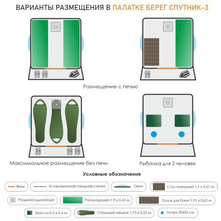 Палатка Берег Спутник 3 (двухслойная)