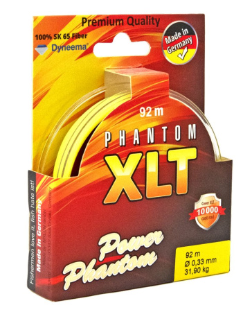 Шнур Power Phantom 4x, XLT, 92м, желтый, 0,33мм, 31,9кг