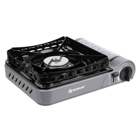 Плита газовая в кейсе NISUS (горелка стальная, ветрозащита, подогрев баллона)