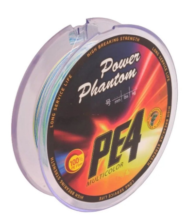 Шнур Power Phantom PE4, 110м, мультиколор #0,6, 0,12мм, 5,9кг