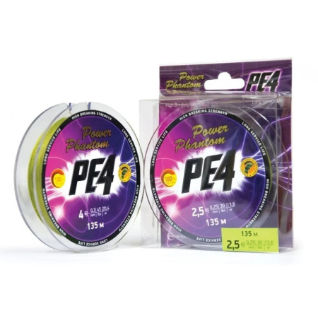 Шнур Power Phantom PE4, 135м, зеленый #0,6, 0,12мм, 5,9кг